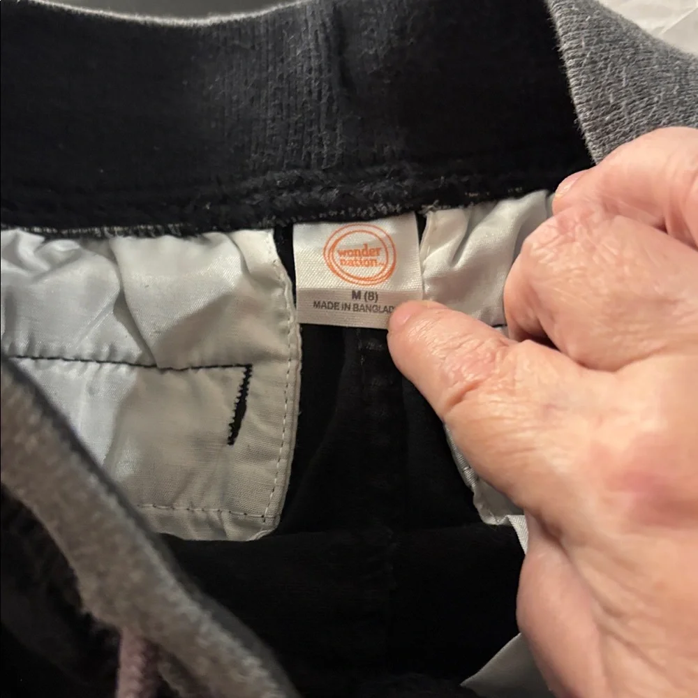 Wonder Nation Black Cargo Shorts with Gray Waistband medium